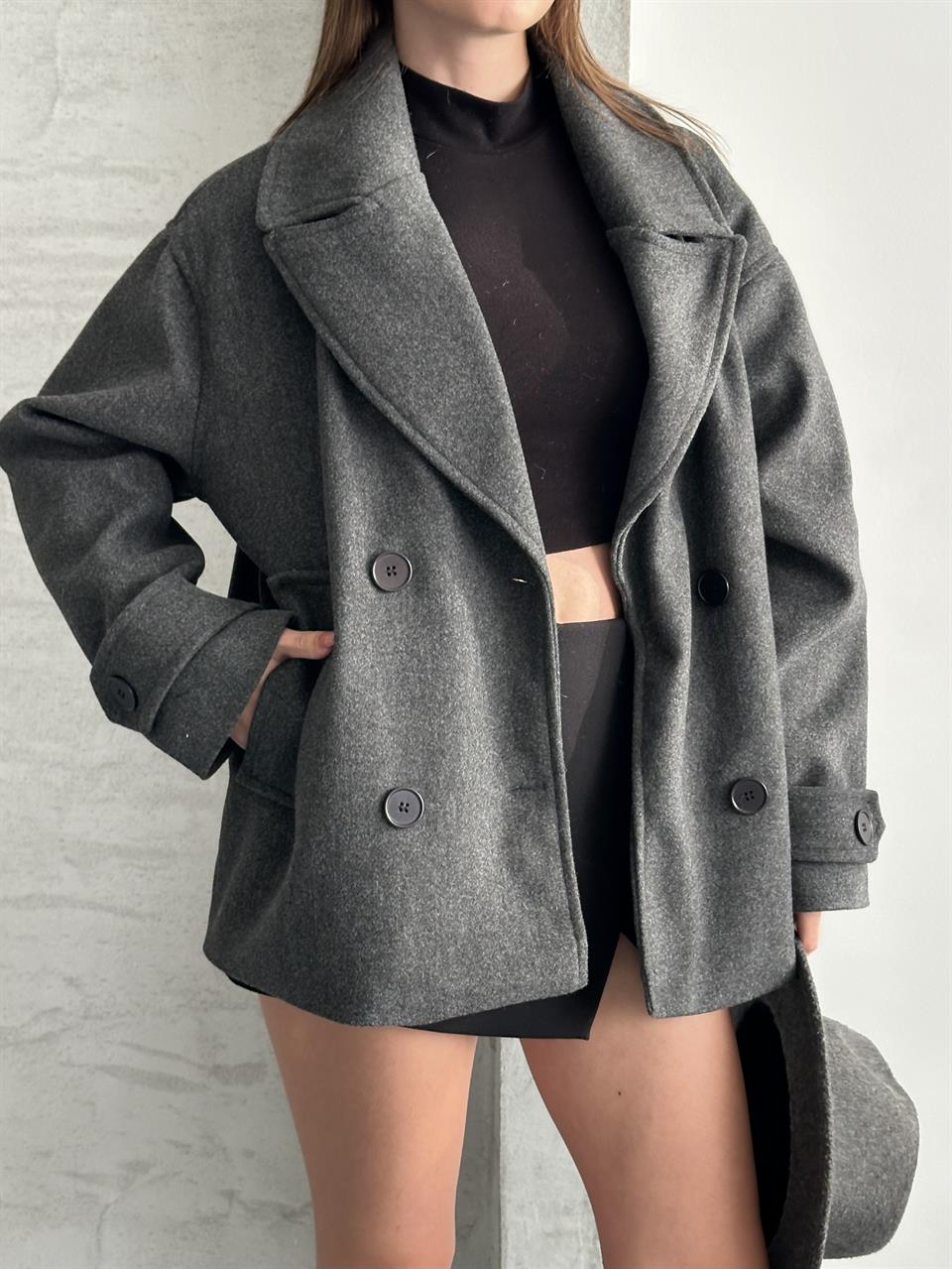 Oversize Antrasit Blazer Kaban