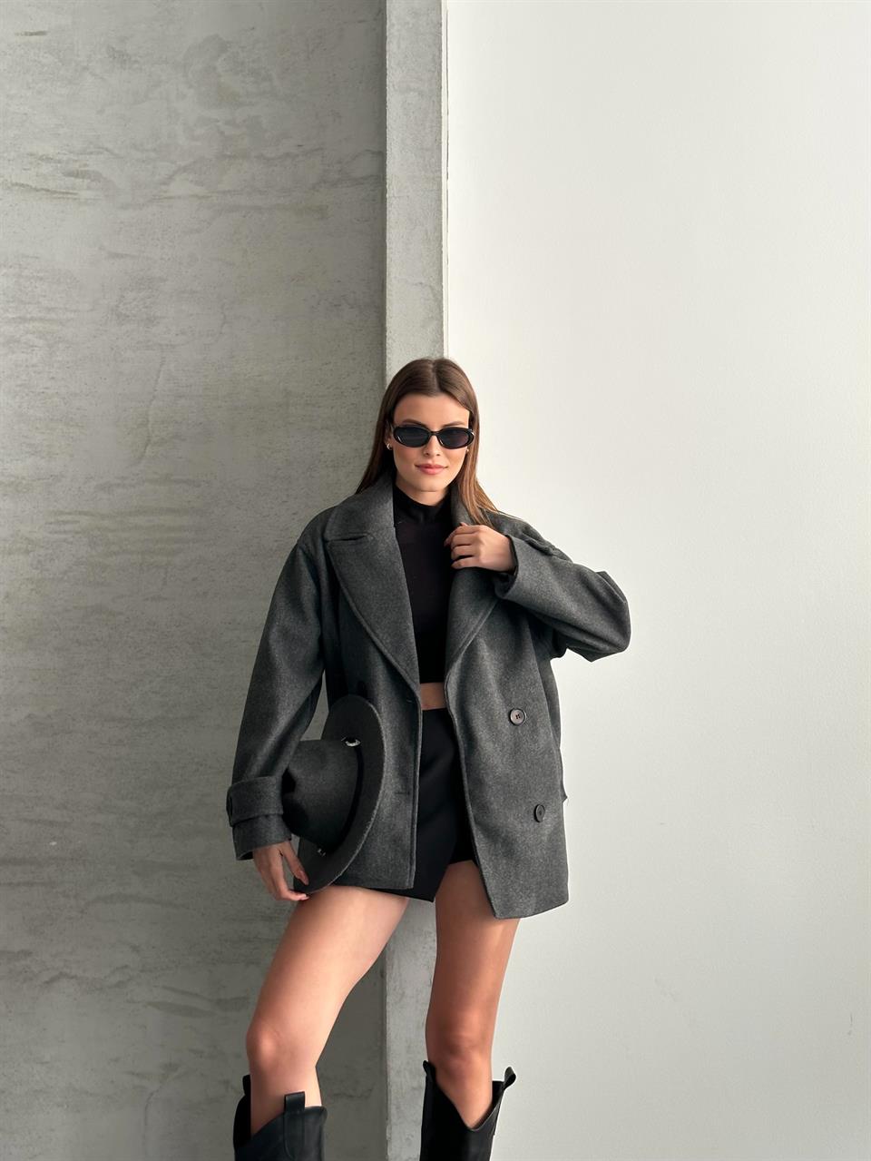 Oversize Antrasit Blazer Kaban