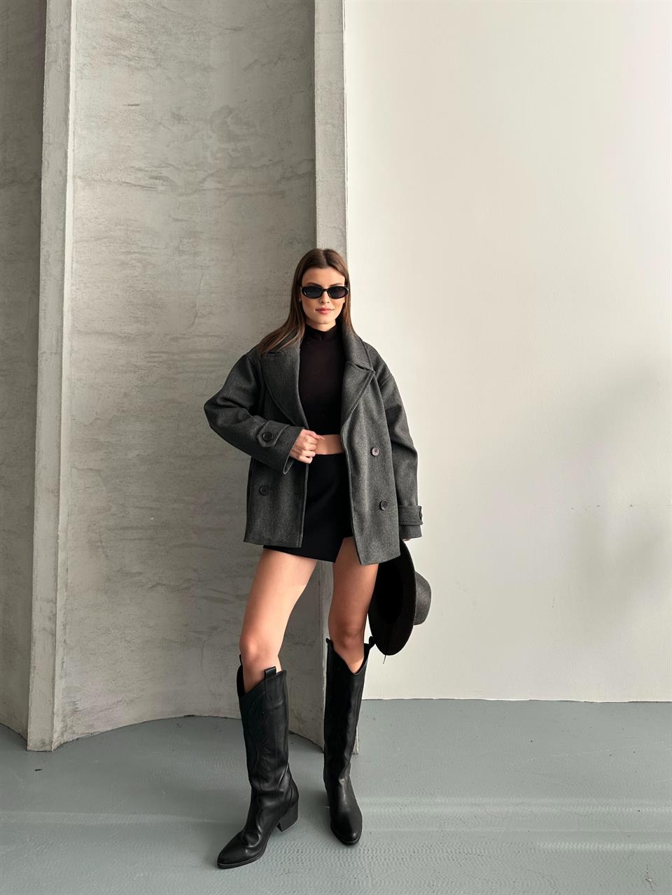 Oversize Antrasit Blazer Kaban