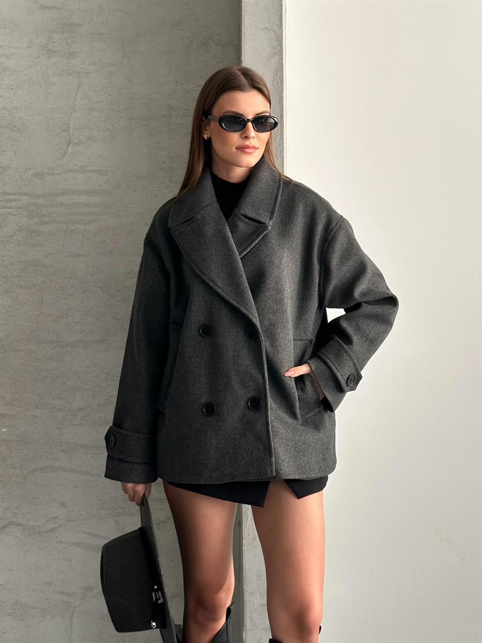 Oversize Antrasit Blazer Kaban