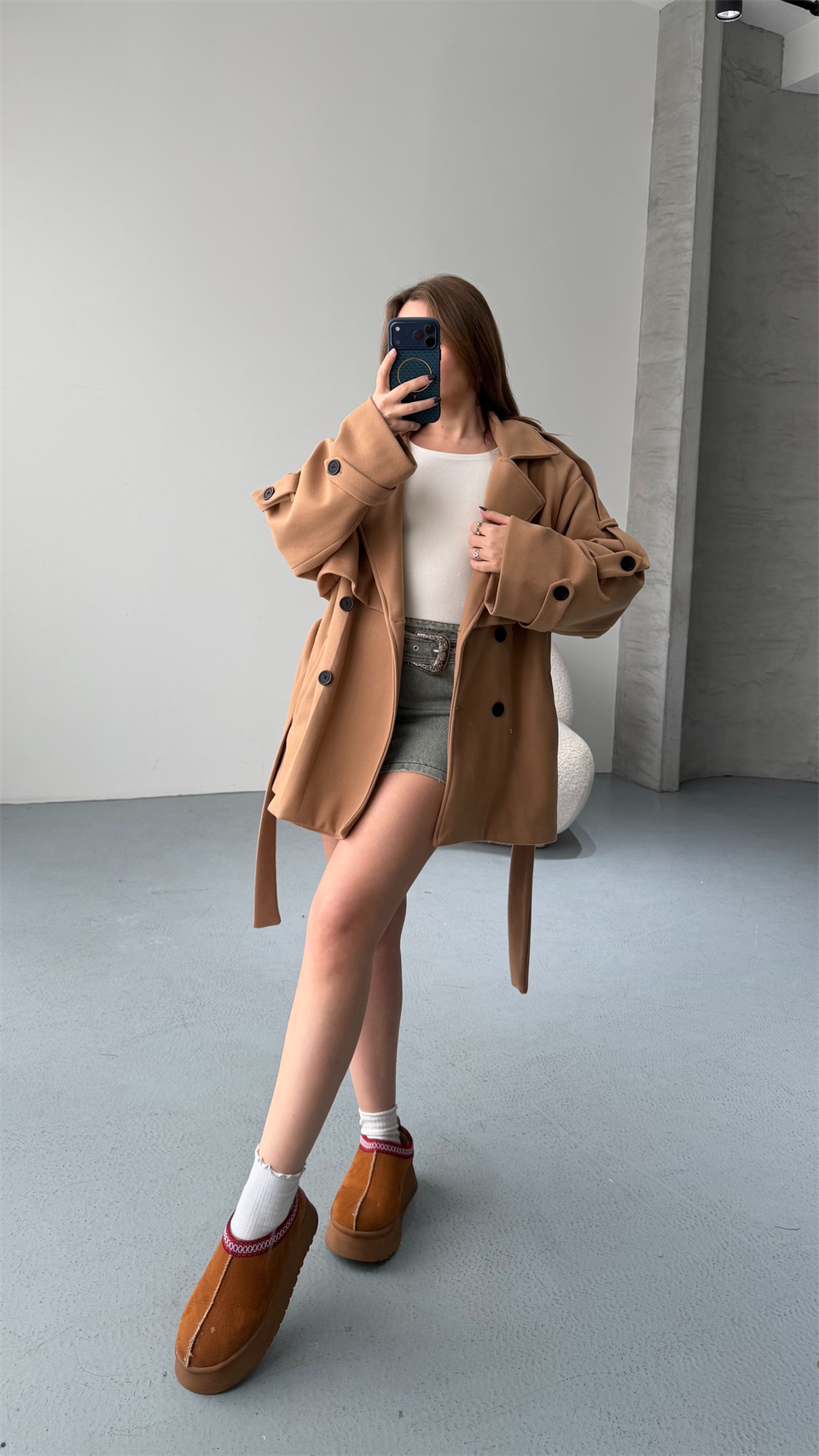 Oversize Taba Kaşe Kaban