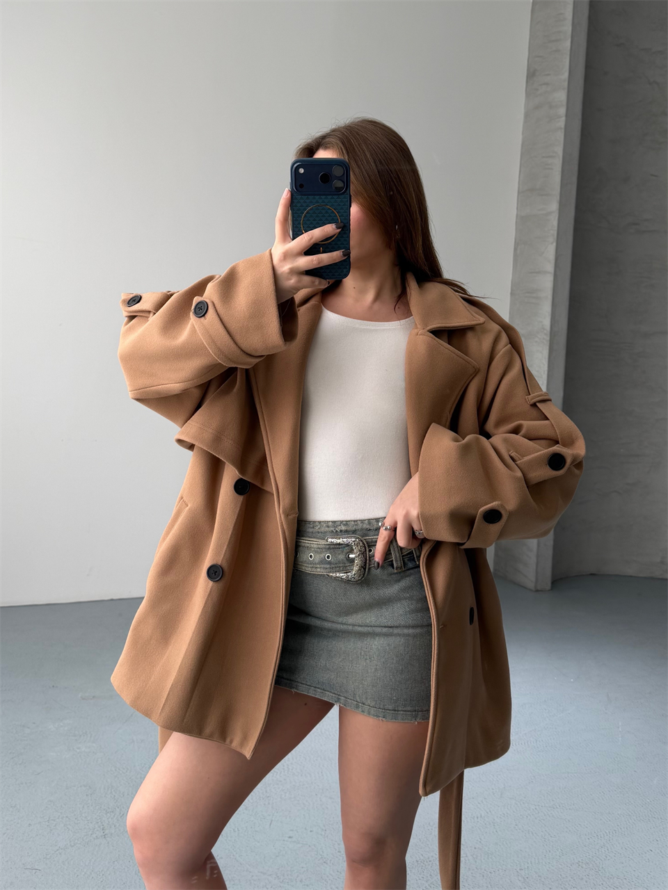 Oversize Taba Kaşe Kaban