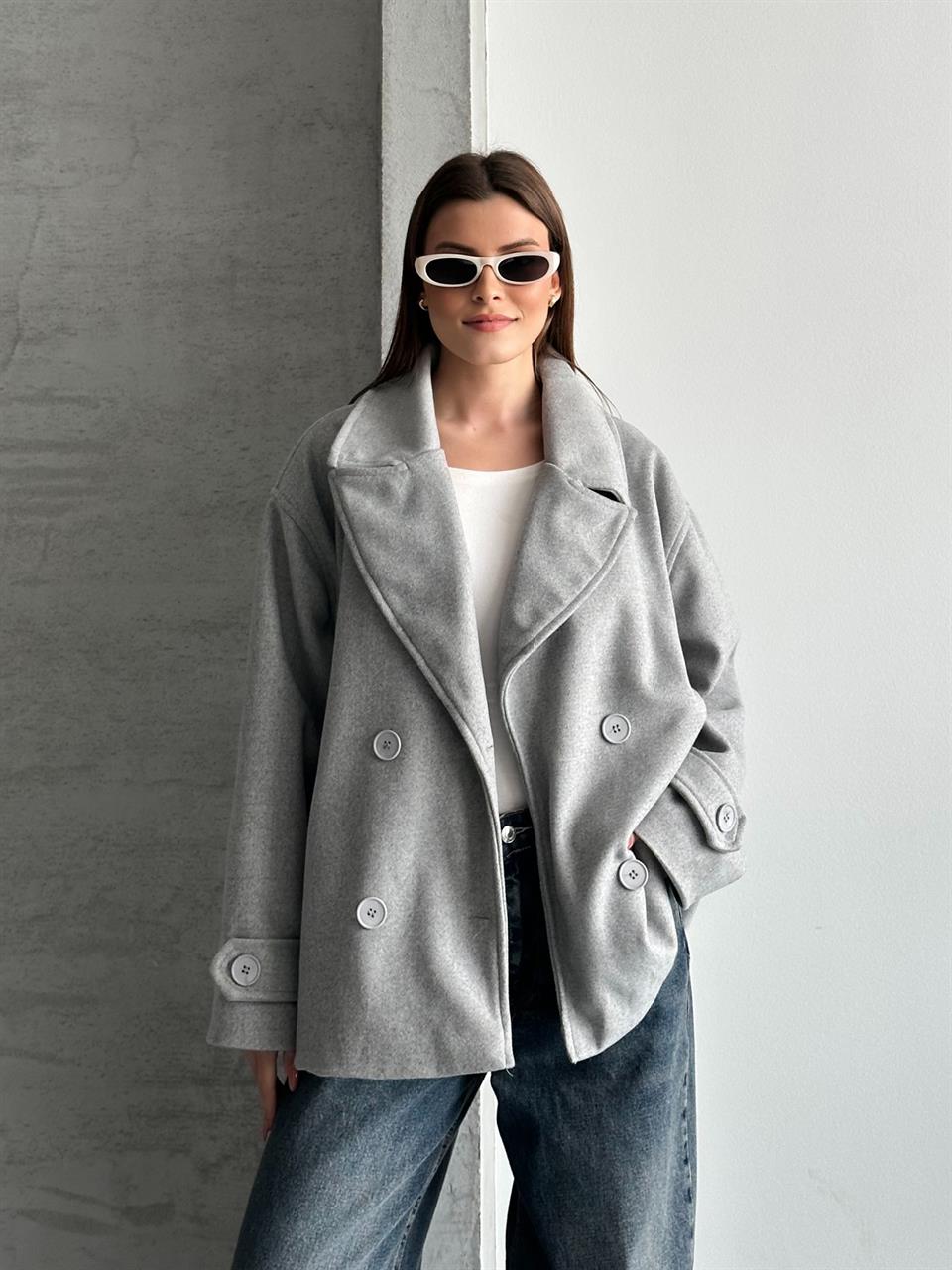 Oversize Gri Blazer Kaban