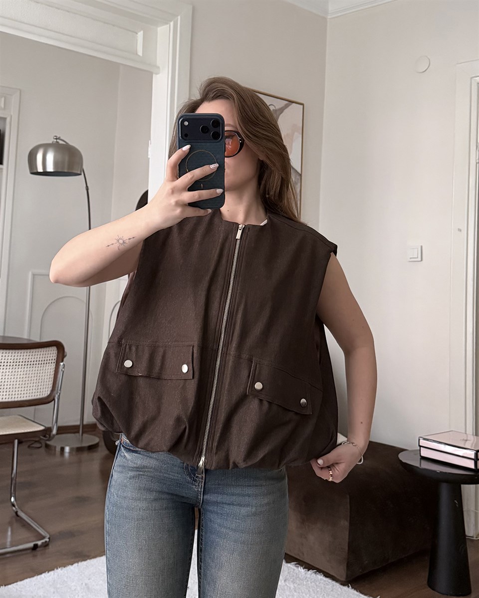 Balon Kahverengi Şişme Yelek