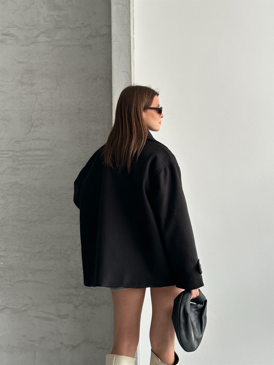 Oversize Siyah Blazer Kaban