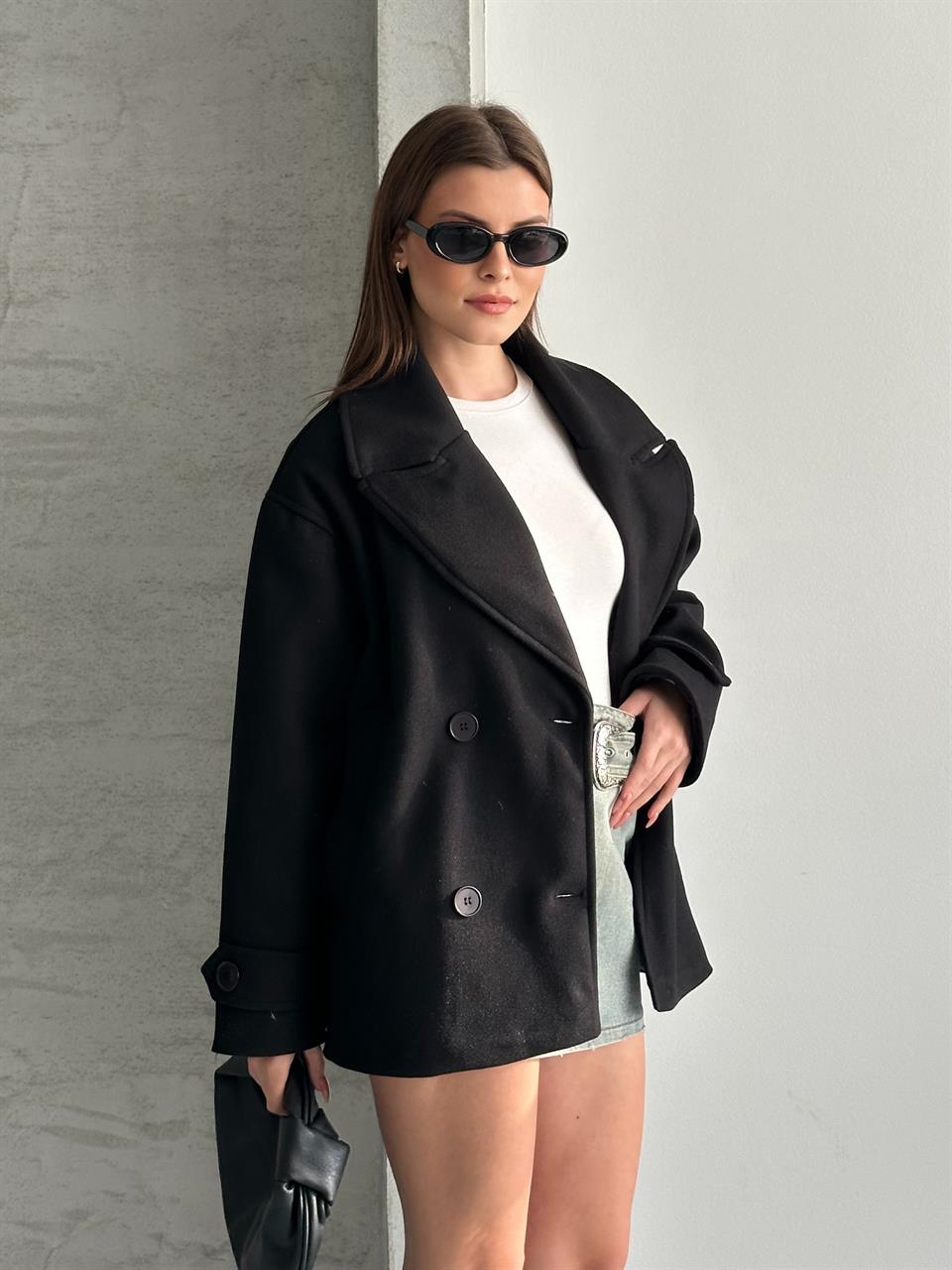 Oversize Siyah Blazer Kaban