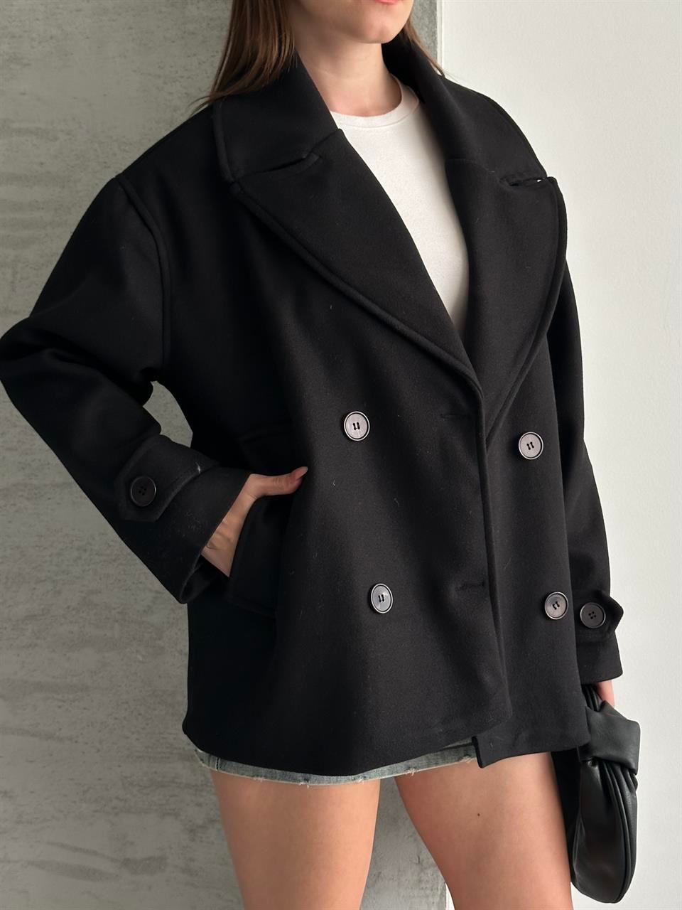 Oversize Siyah Blazer Kaban