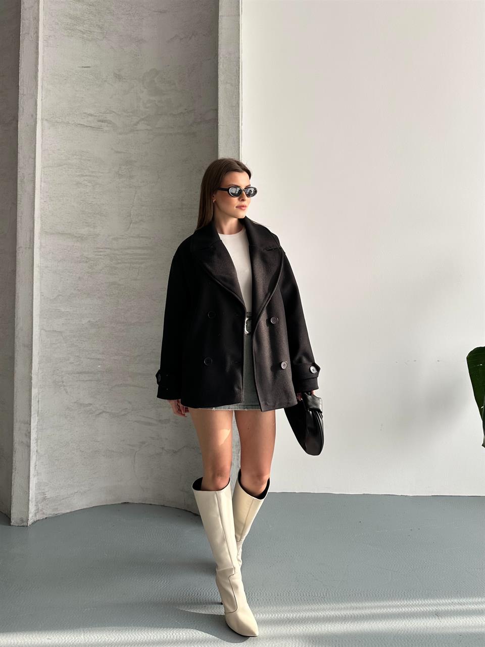 Oversize Siyah Blazer Kaban