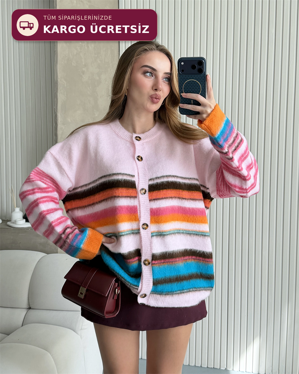 Paloma Renkli Çizgili Hırka