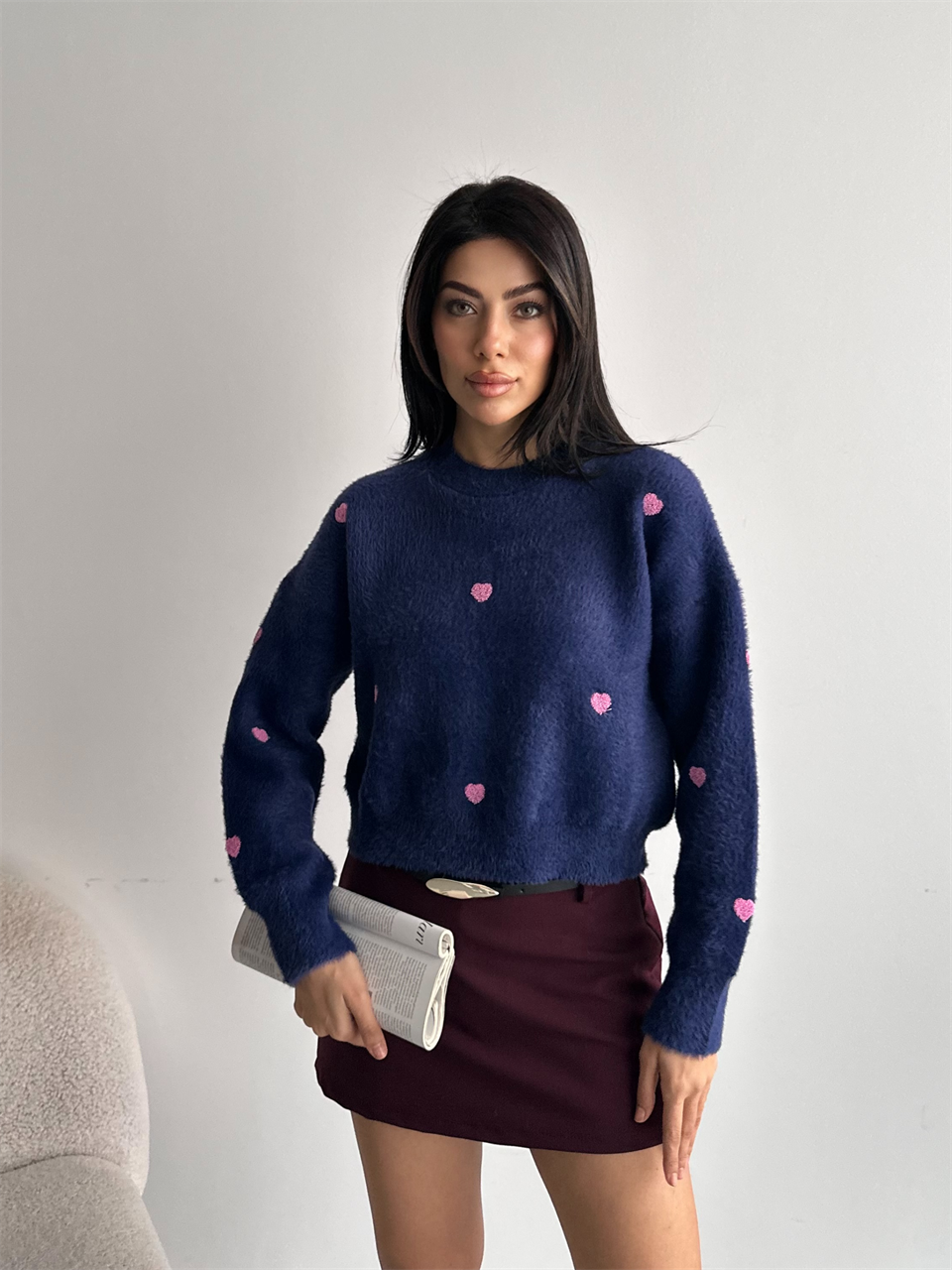 Pembe Kalpli Sakallı Lacivert Kazak
