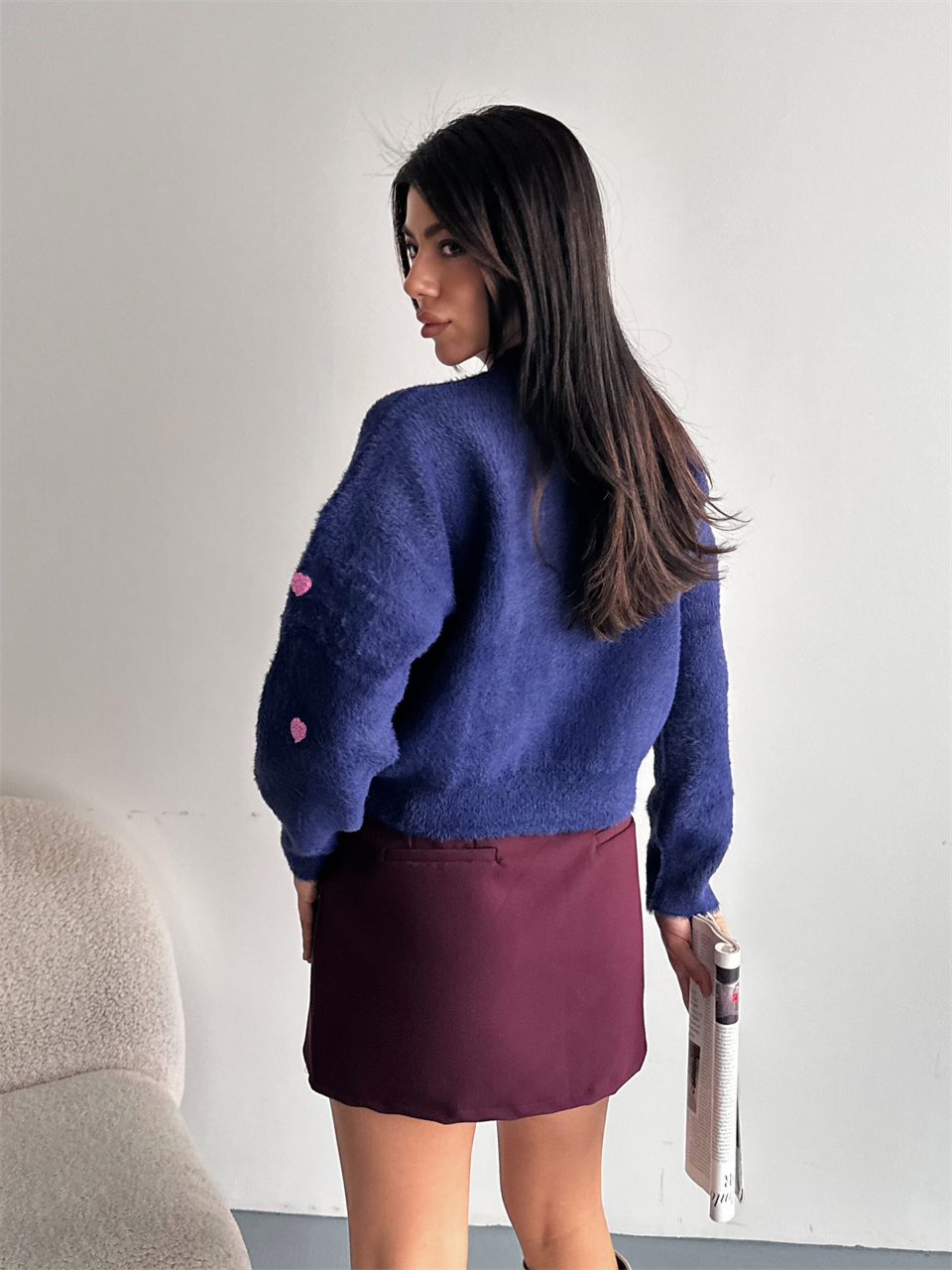 Pembe Kalpli Sakallı Lacivert Kazak