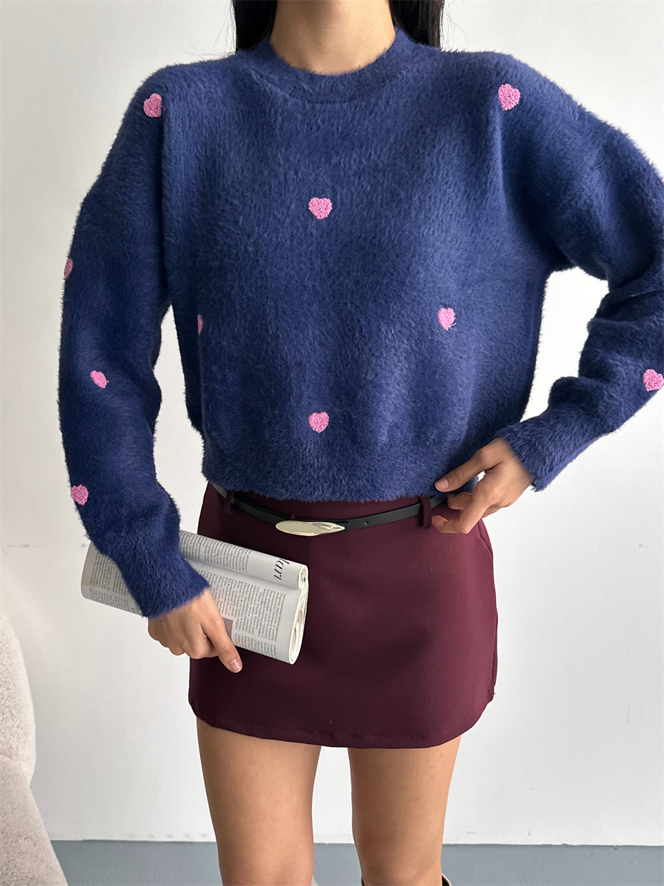 Pembe Kalpli Sakallı Lacivert Kazak