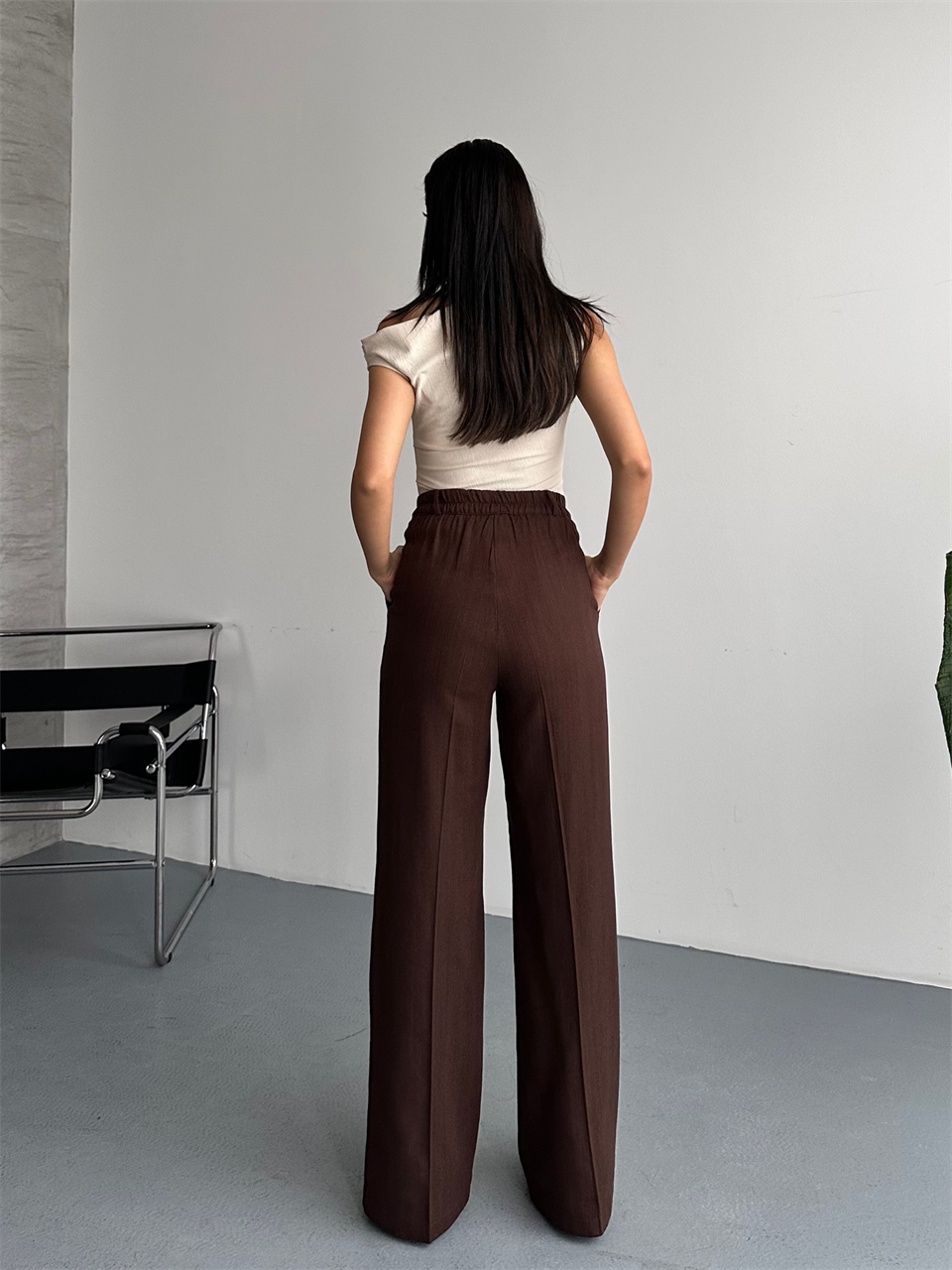 Keten Kahverengi Palazzo Pantolon