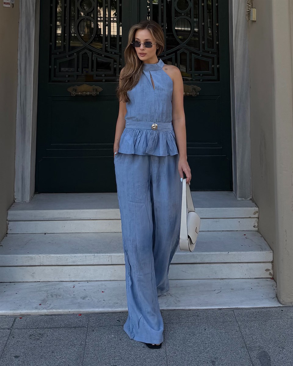 Peplum Mavi Takım