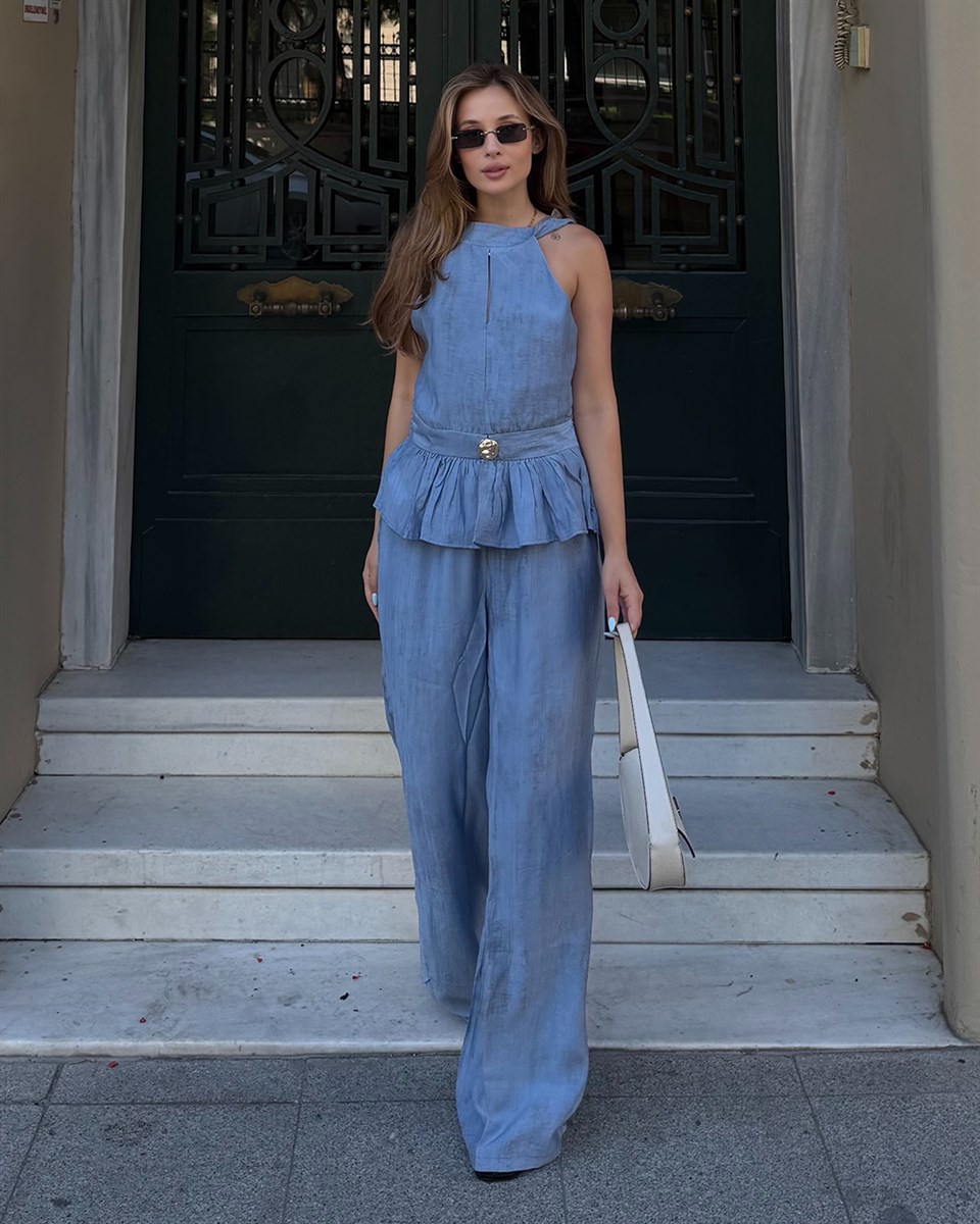 Peplum Mavi Takım