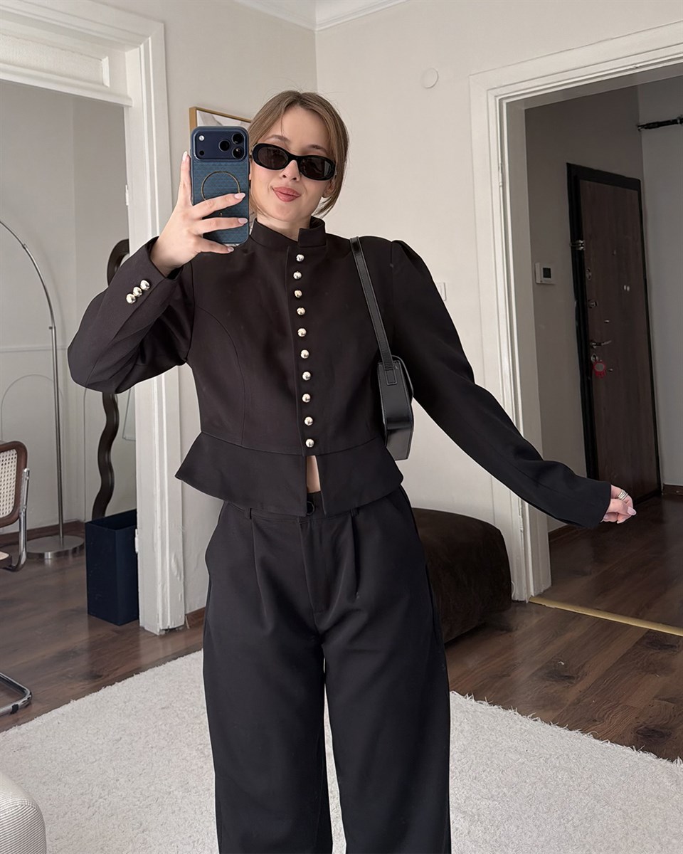 Pilot Siyah Ceket Pantolon Takım