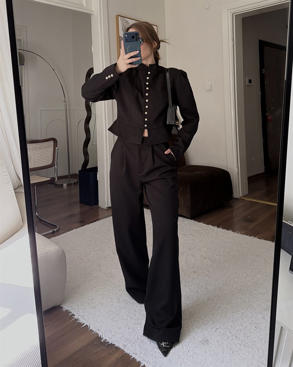 Pilot Siyah Ceket Pantolon Takım