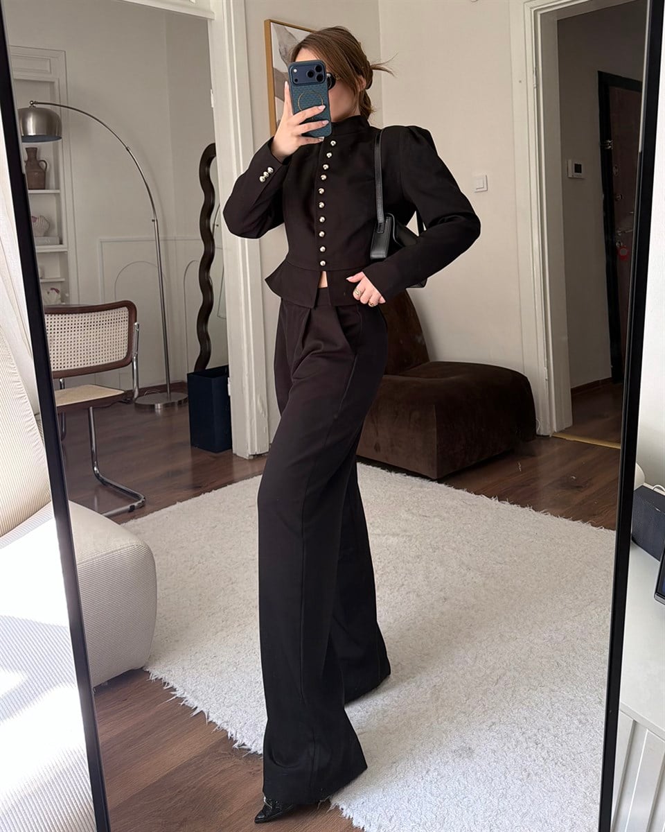 Pilot Siyah Ceket Pantolon Takım