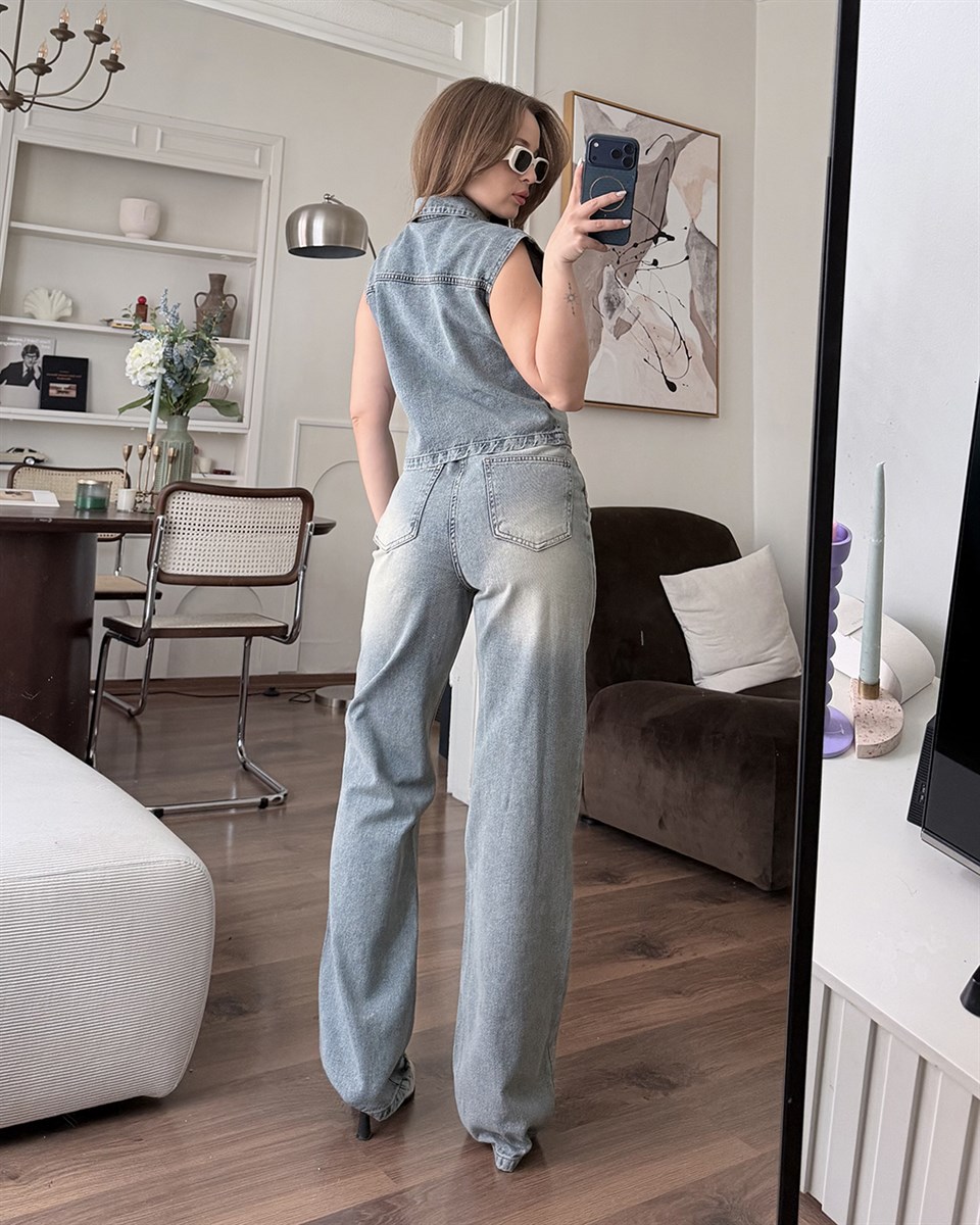 Premium Denim Yelek Pantolon Takım