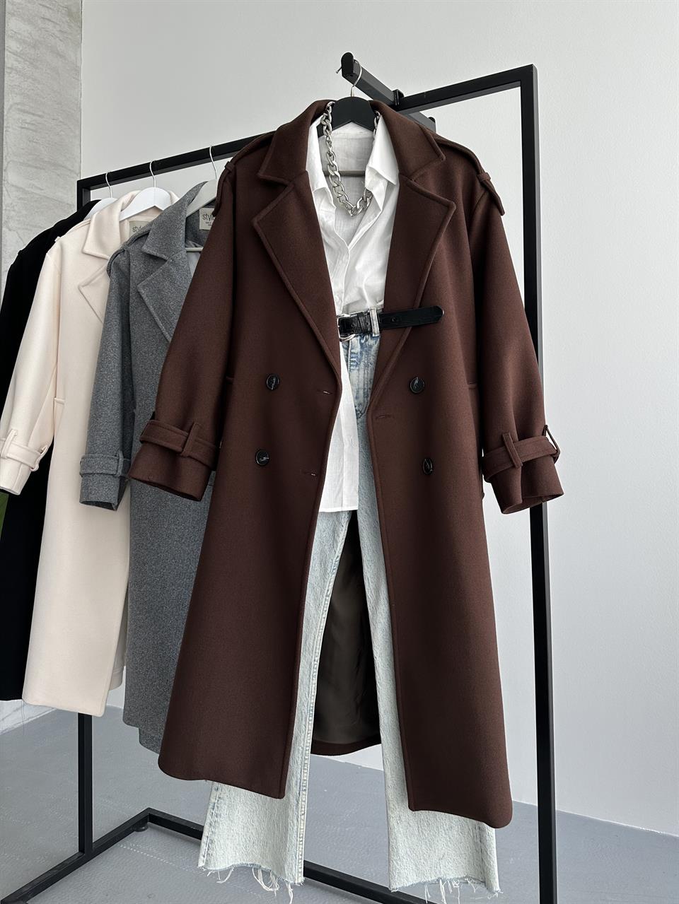 Premium Modern Acı Kahve Kaşe Kaban