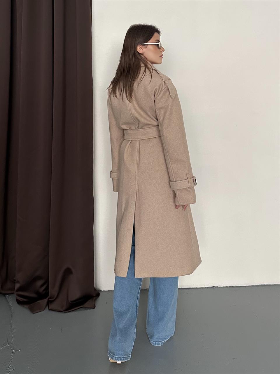 Premium Modern Bej Kaşe Kaban