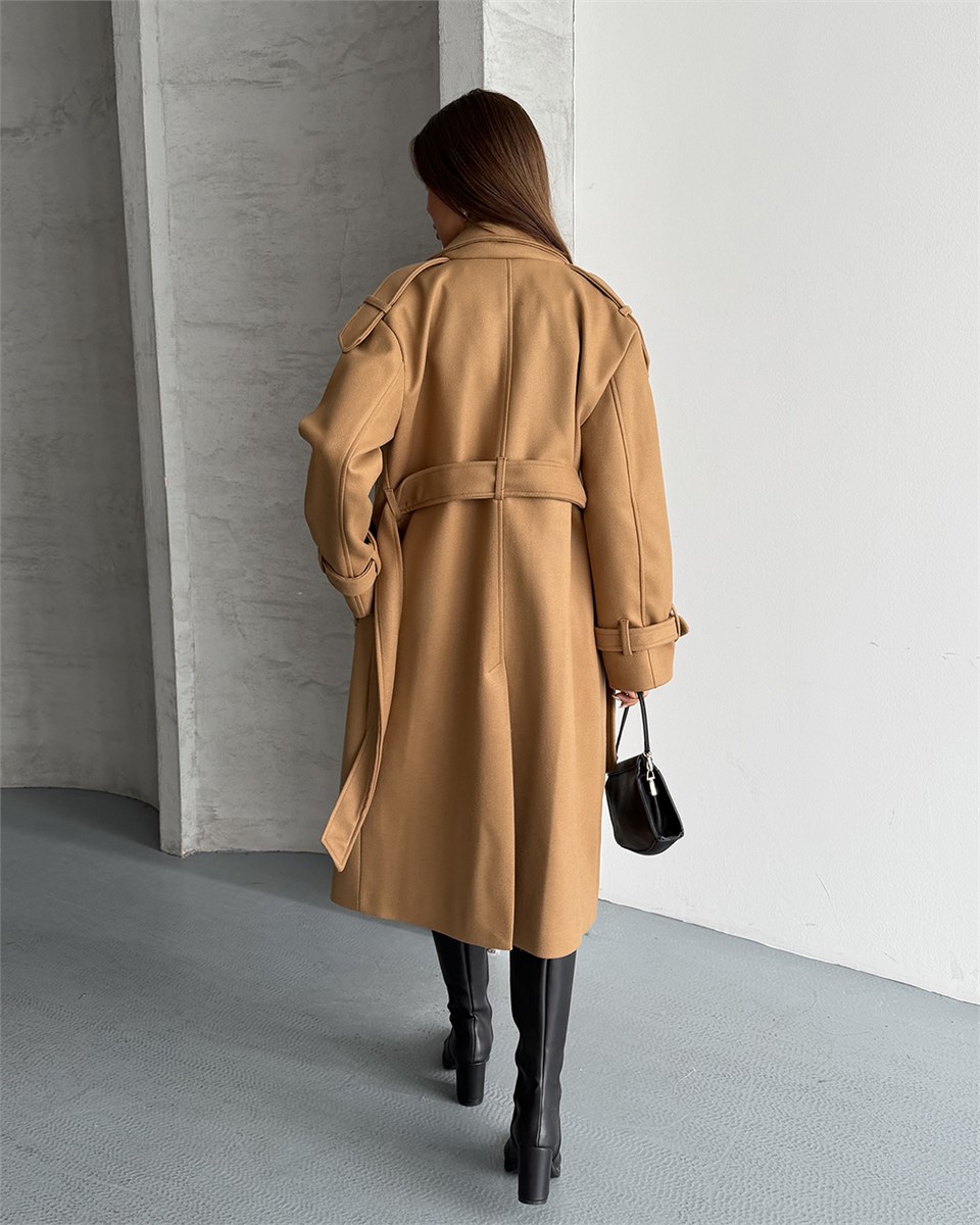 Premium Modern Camel Kaşe Kaban