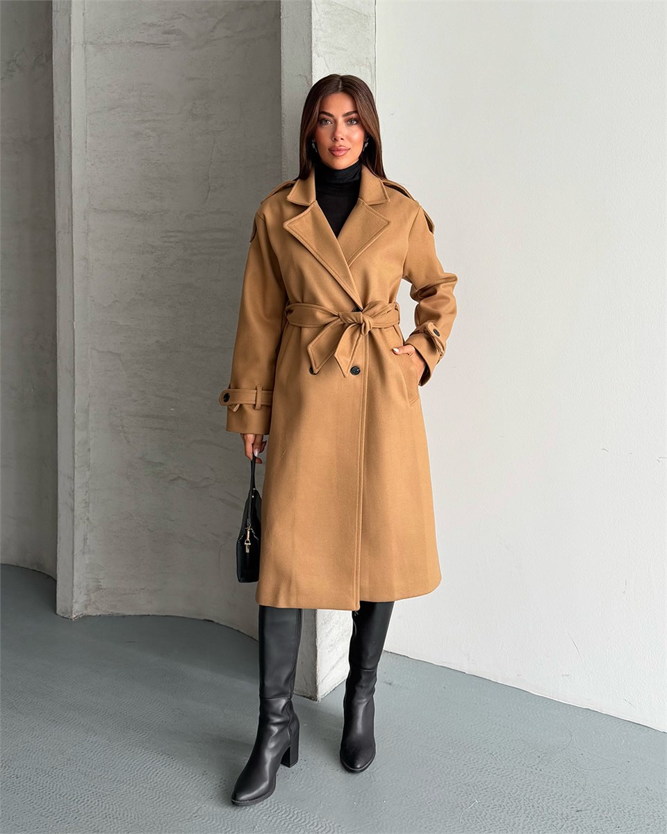 Premium Modern Camel Kaşe Kaban