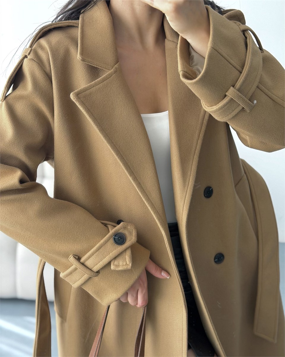 Premium Modern Camel Kaşe Kaban
