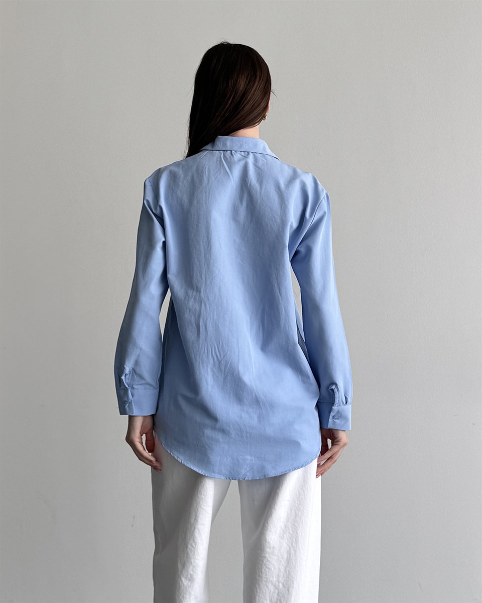 Riva Taş İşlemeli Bebe Mavisi Gömlek