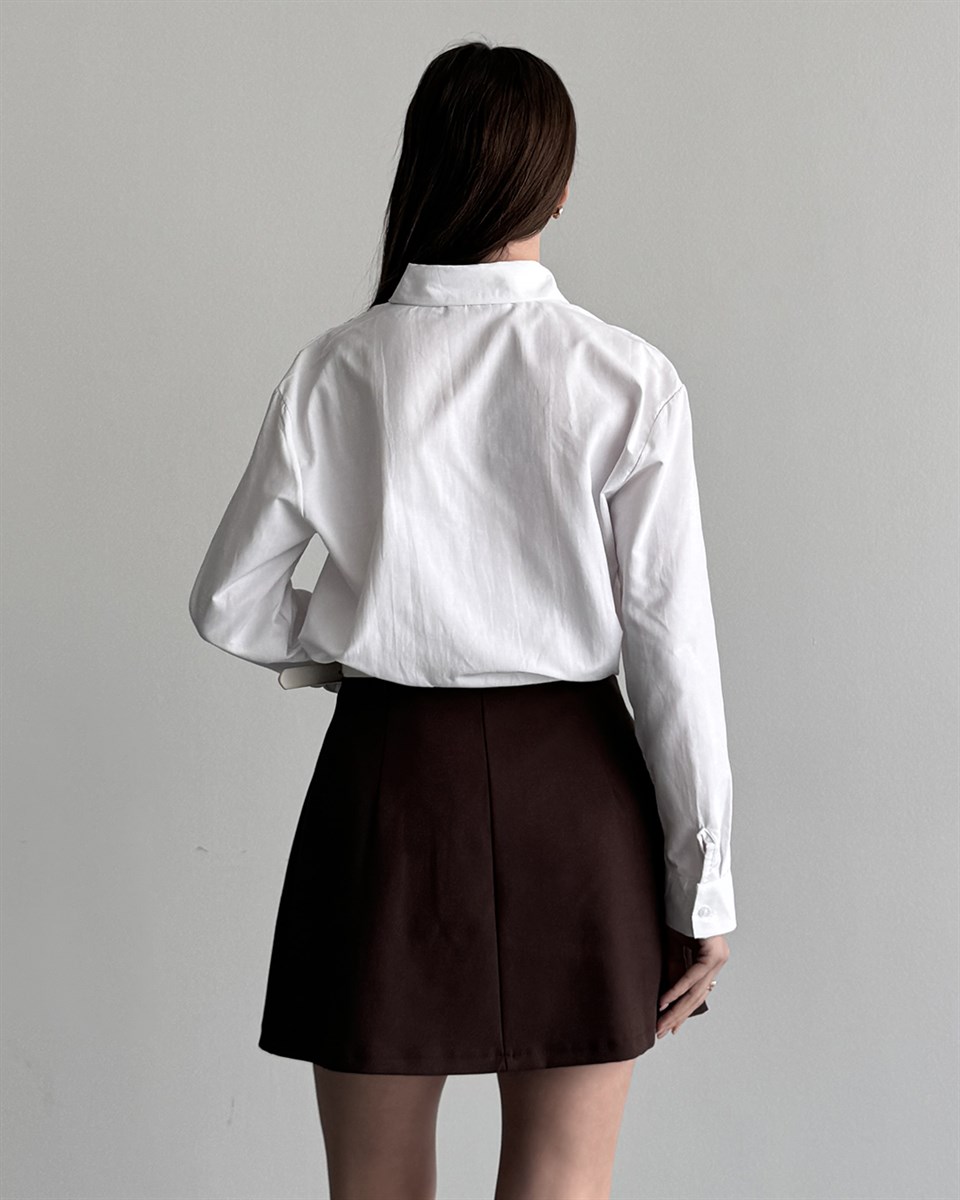 Riva Taş İşlemeli Beyaz Gömlek