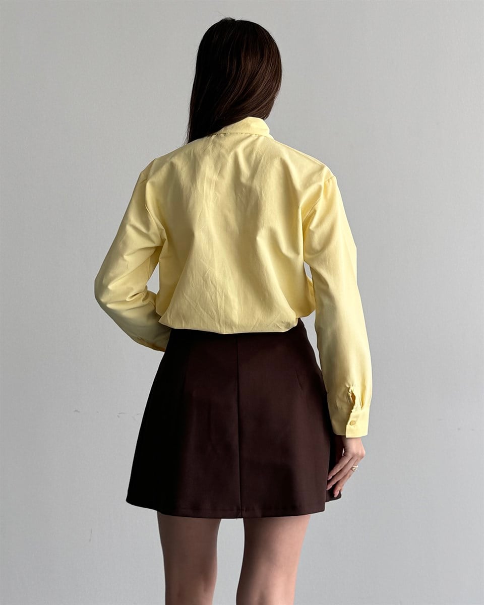 Riva Taş İşlemeli Sarı Gömlek