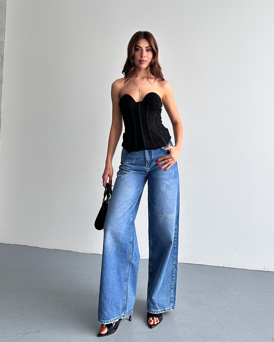 Siyah Dantel Detaylı Büstiyer