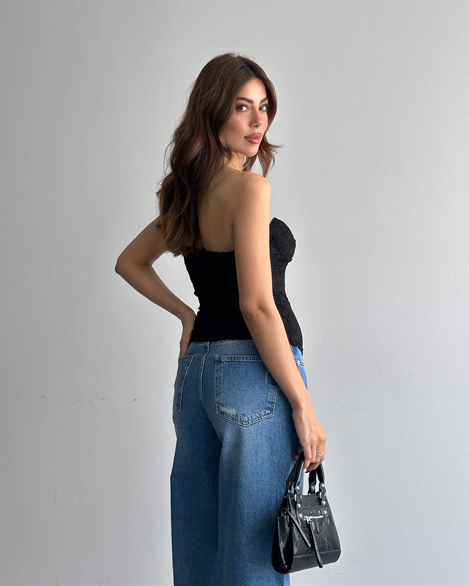 Siyah Dantel Detaylı Büstiyer