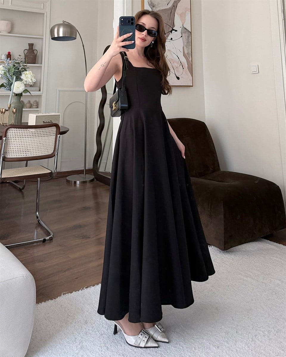 Siyah Helen Maxi Elbise