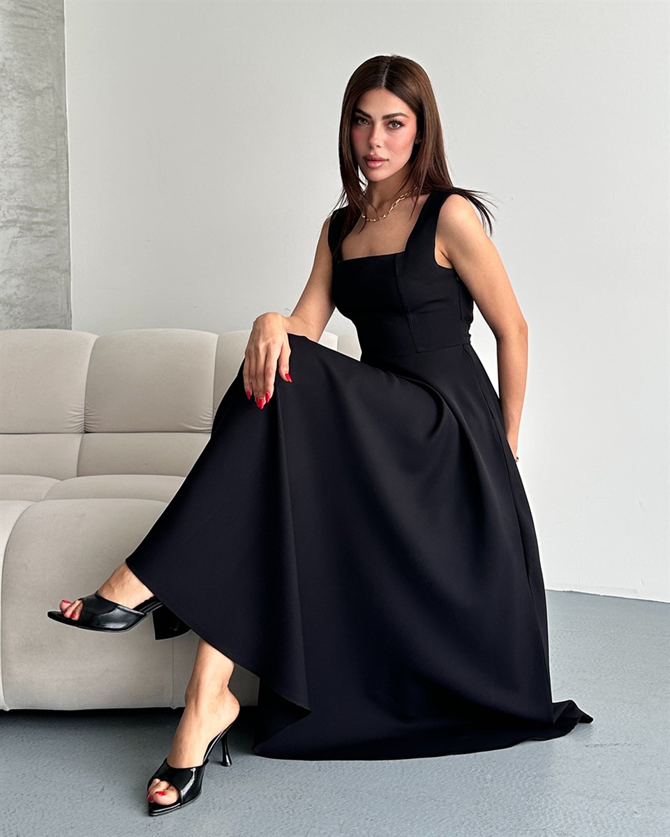 Siyah Helen Maxi Elbise