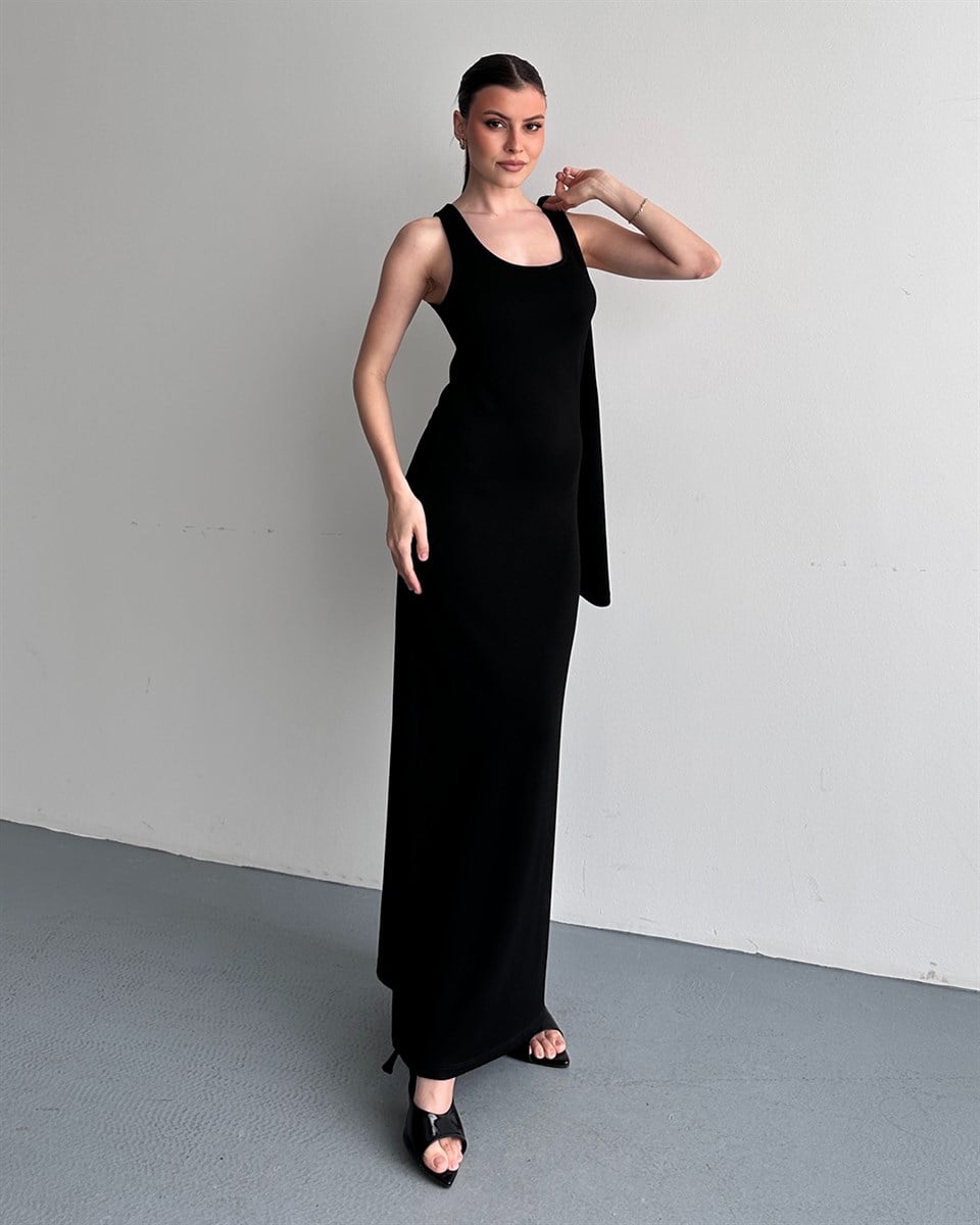 Siyah İki Parça Maxi Elbise