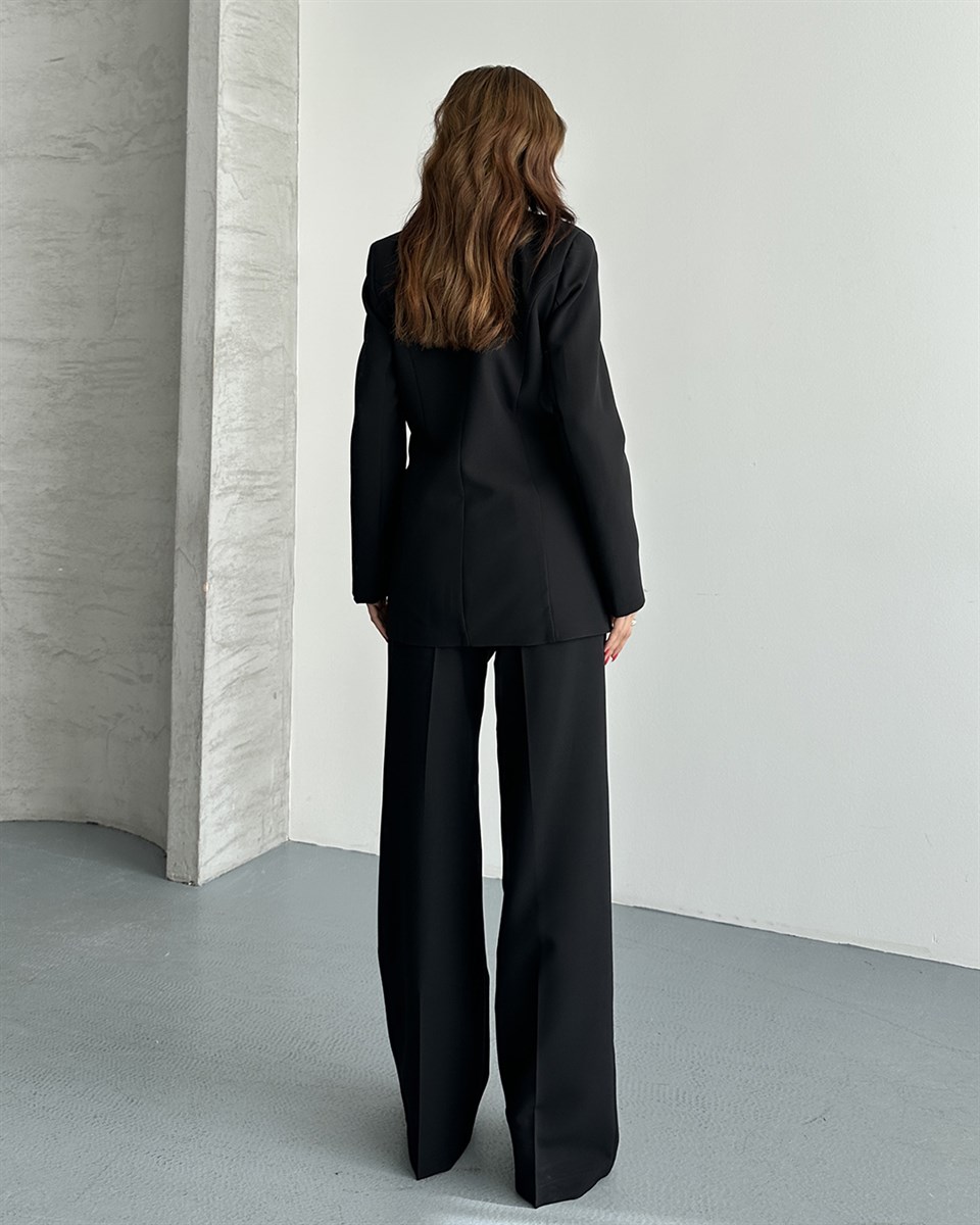 Siyah Oversize Blazer Ceket Pantolon Takım