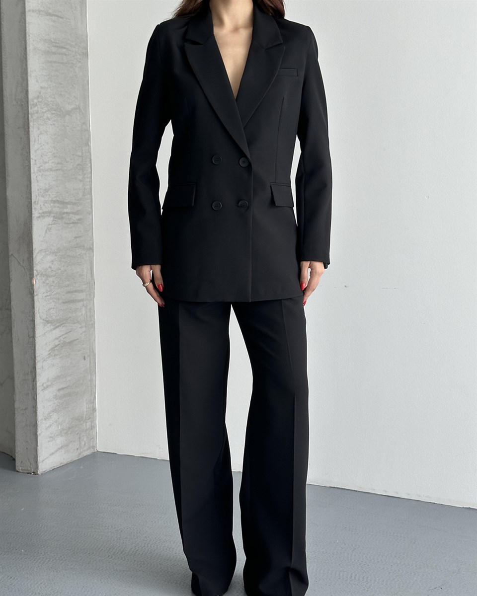 Siyah Oversize Blazer Ceket Pantolon Takım