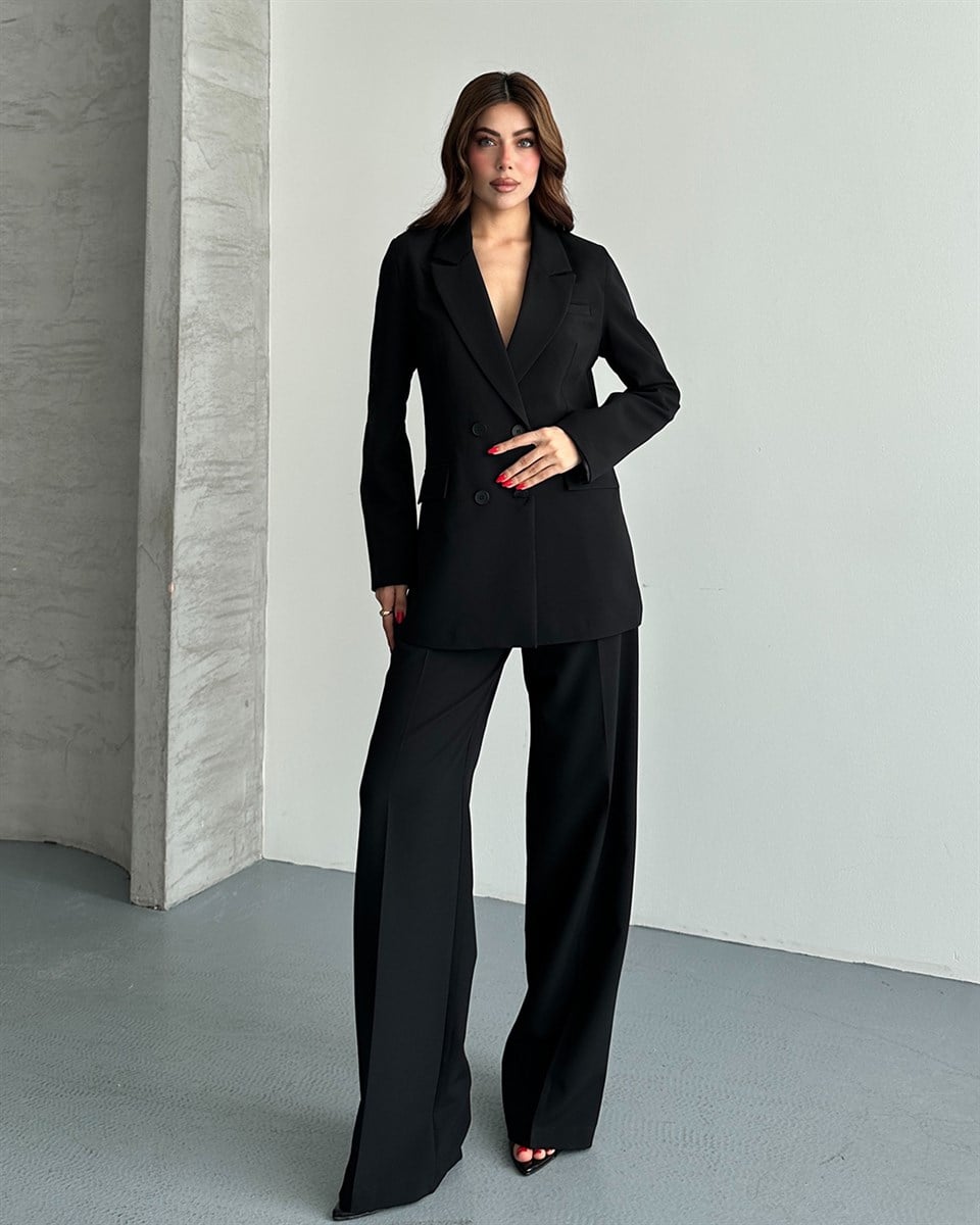 Siyah Oversize Blazer Ceket Pantolon Takım