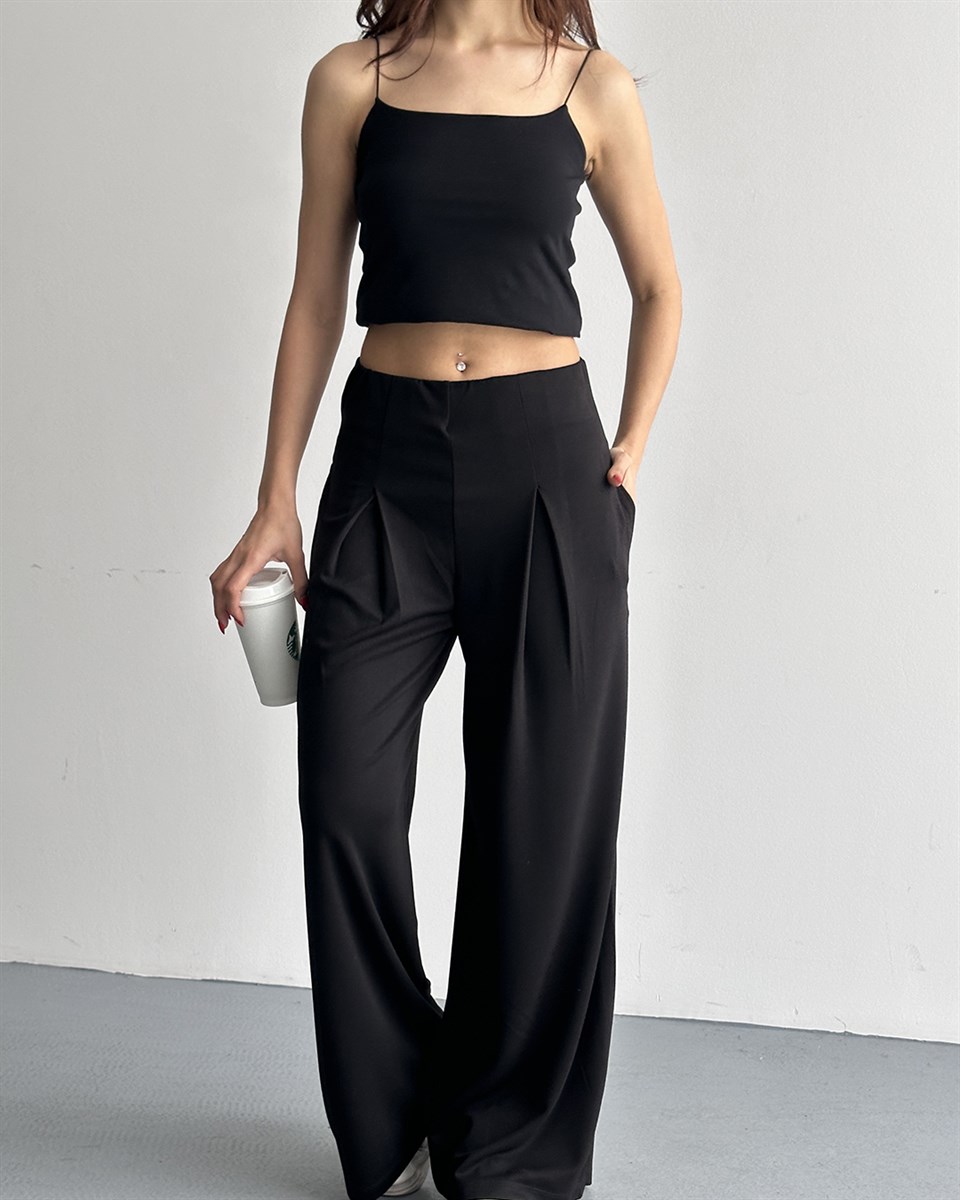 Siyah Pensli Palazzo Pantolon