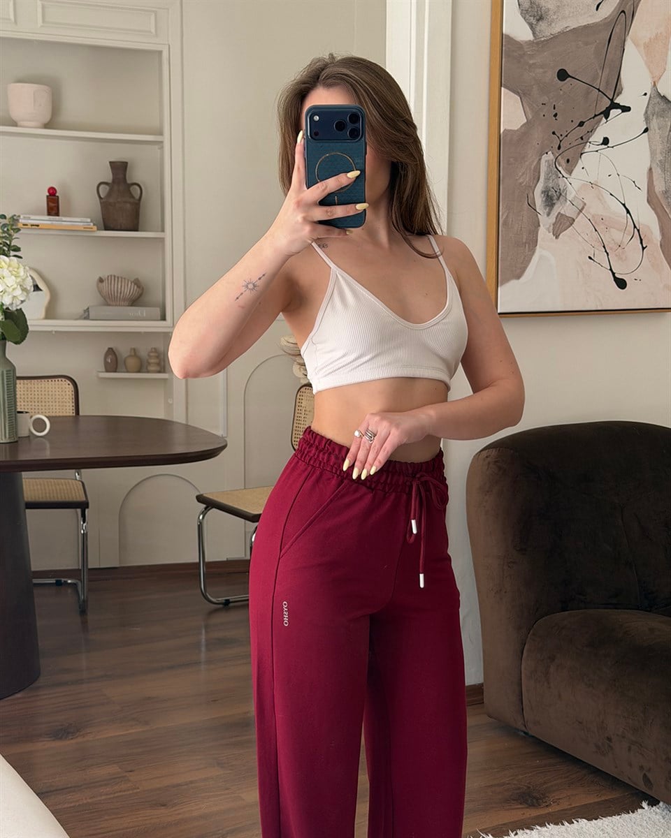Soft Bordo Basic Alt Eşofman