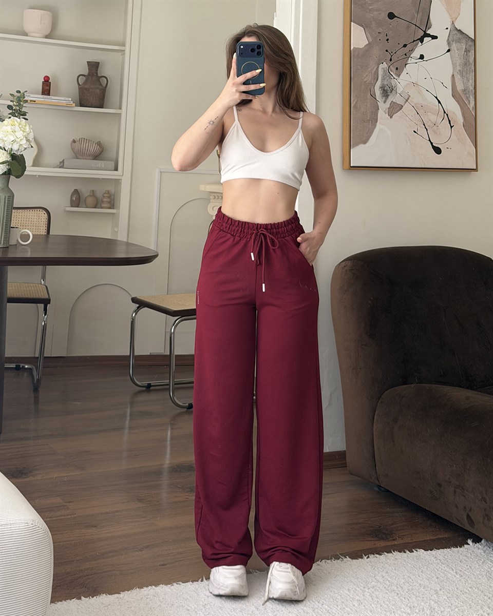 Soft Bordo Basic Alt Eşofman