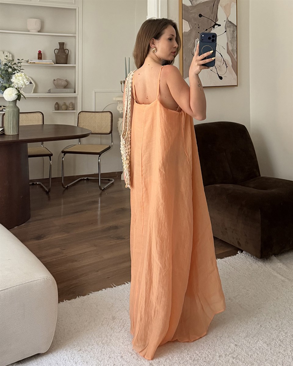 Somon Halter Yaka Maxi Elbise
