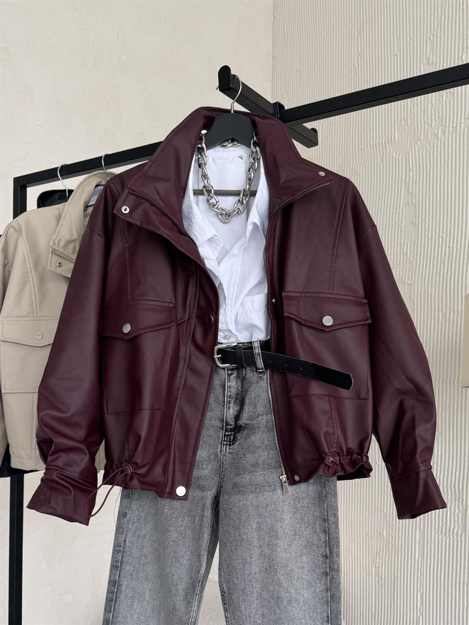 Spx Bordo Deri Ceket