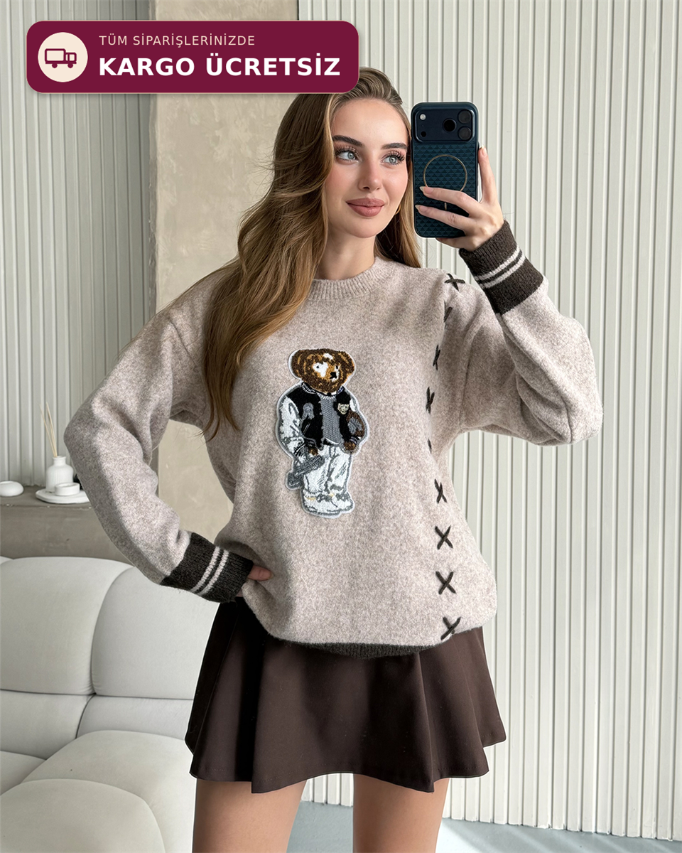 Teddy Club Ayıcık Aplikeli Triko