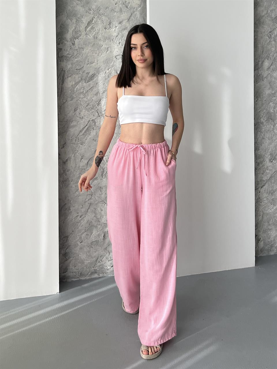 Tiril Pembe Oversize Pantolon