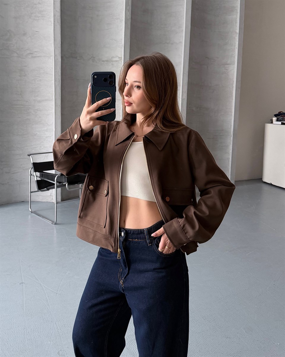 Torba Cepli Kahverengi Bomber Ceket