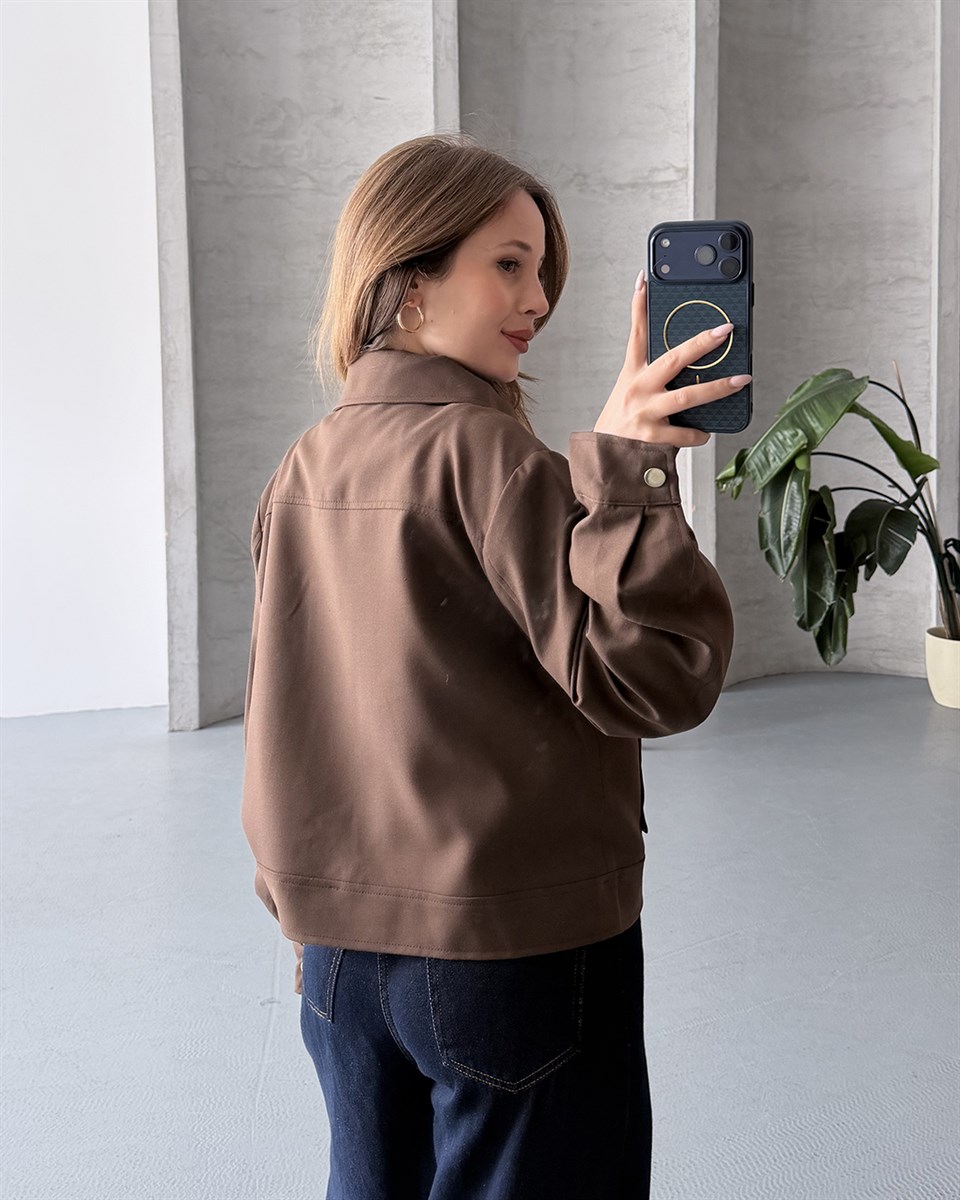 Torba Cepli Kahverengi Bomber Ceket