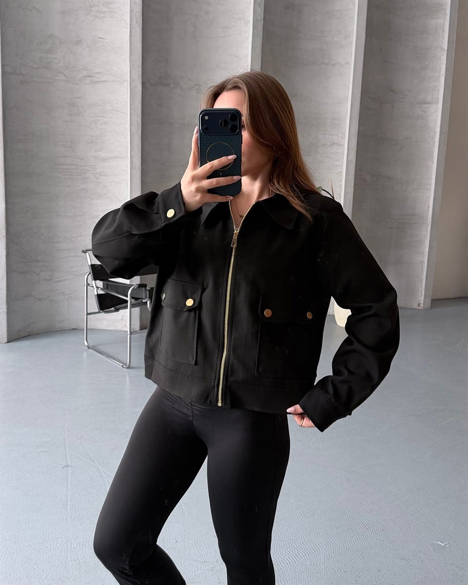 Torba Cepli Siyah Bomber Ceket