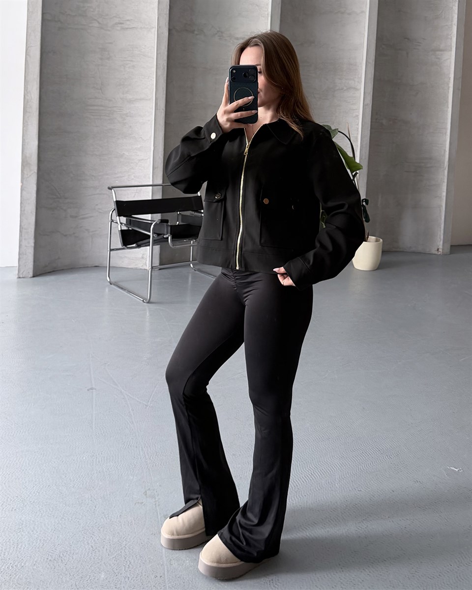 Torba Cepli Siyah Bomber Ceket